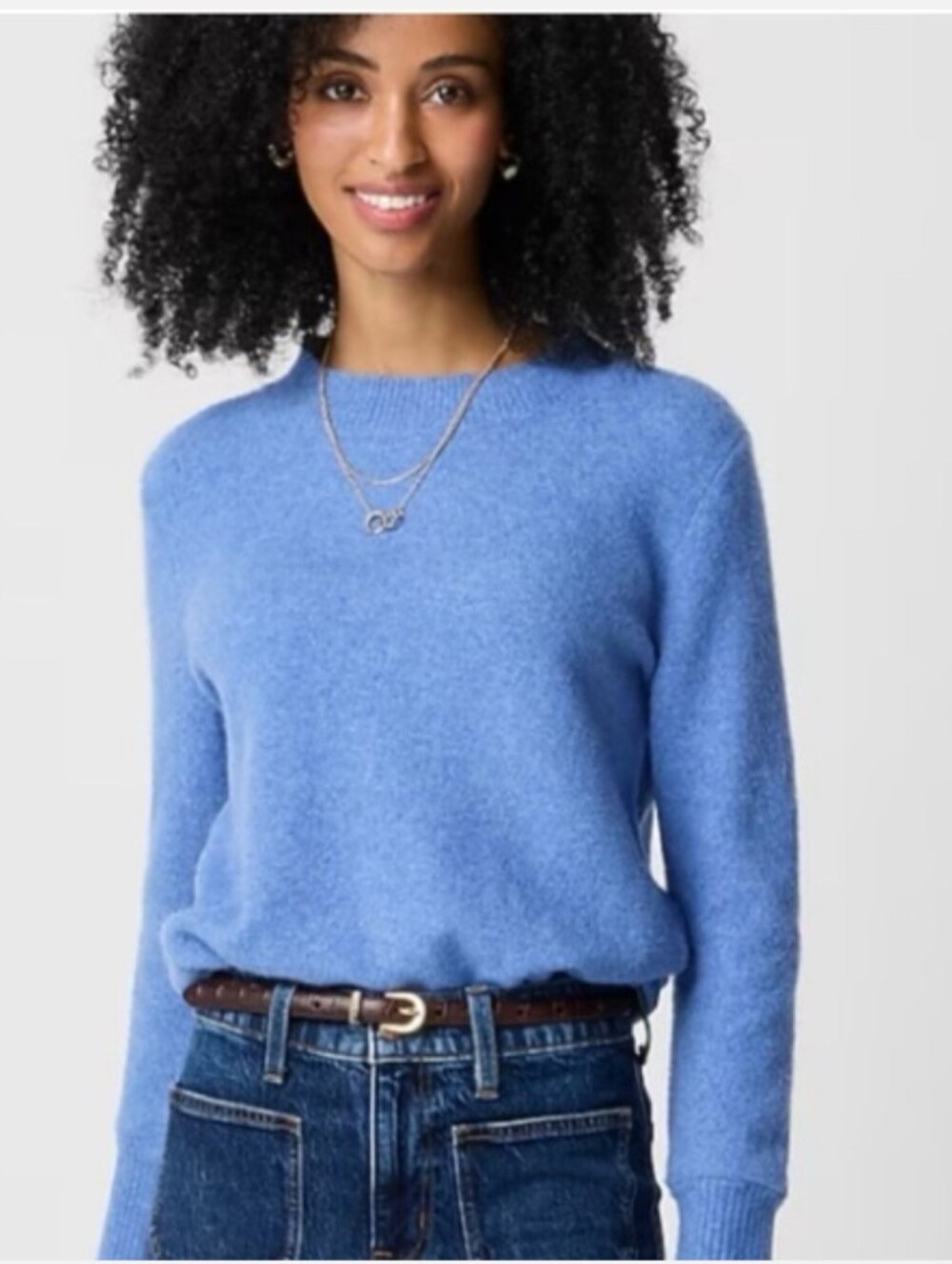 J. Crew Extra Soft Cozy Sky Blue Crewneck Sweater, size XXS wool blend minimal